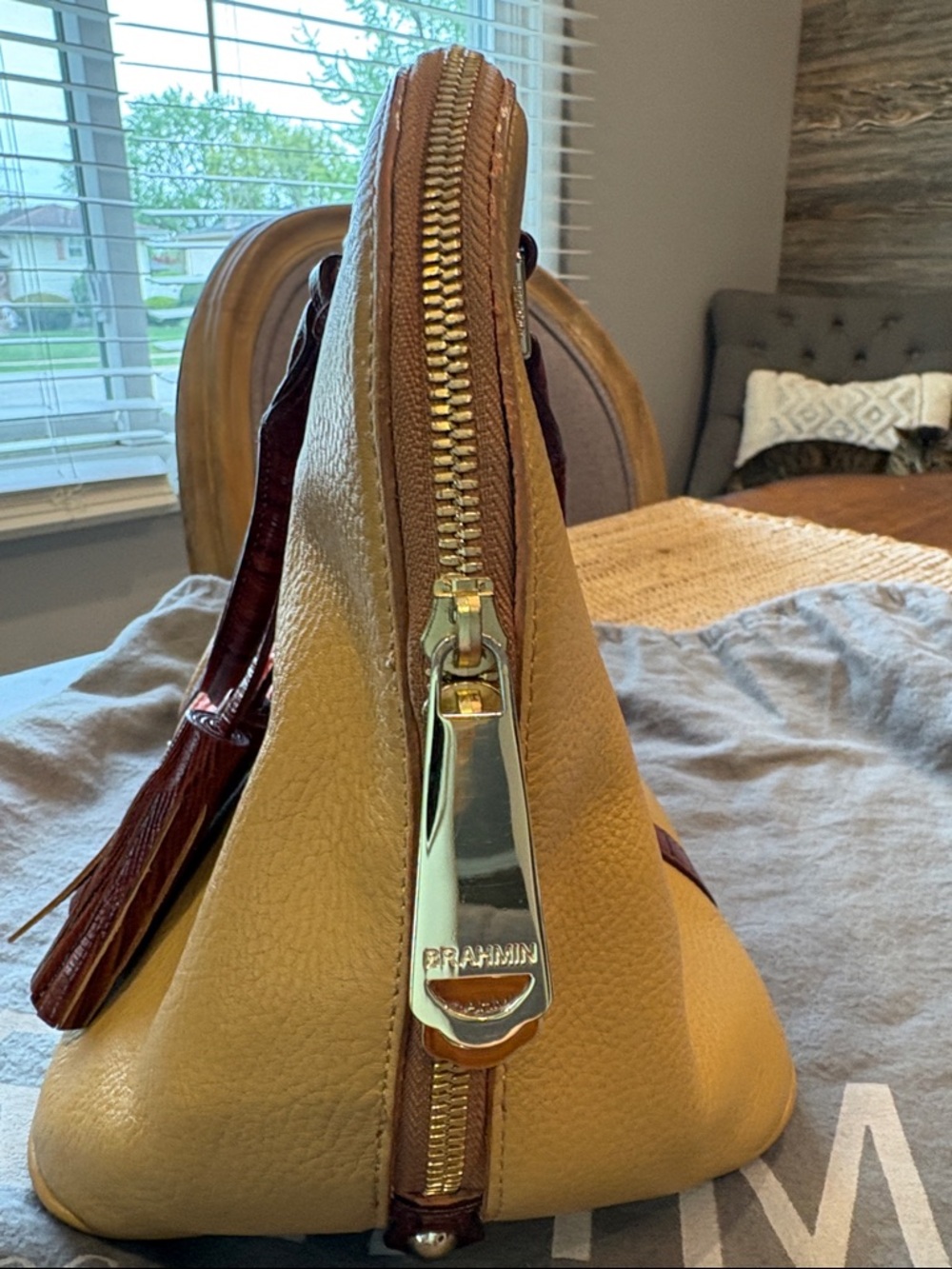 Brahmin Yellow, Orange & Brown Satchel - Picture 5 of 12
